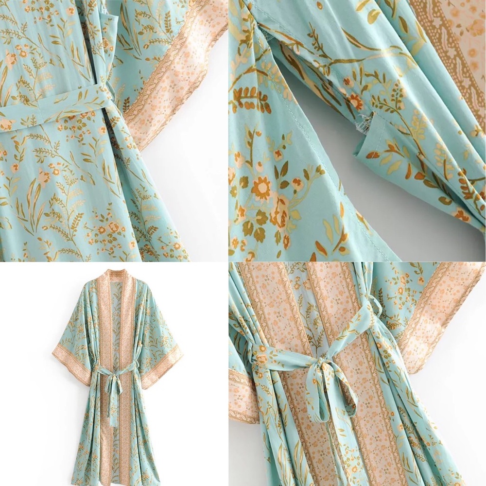 •NOW IN• Gypsy Lime + Thyme Bohemian Wrap Kimono - Picture 11 of 16